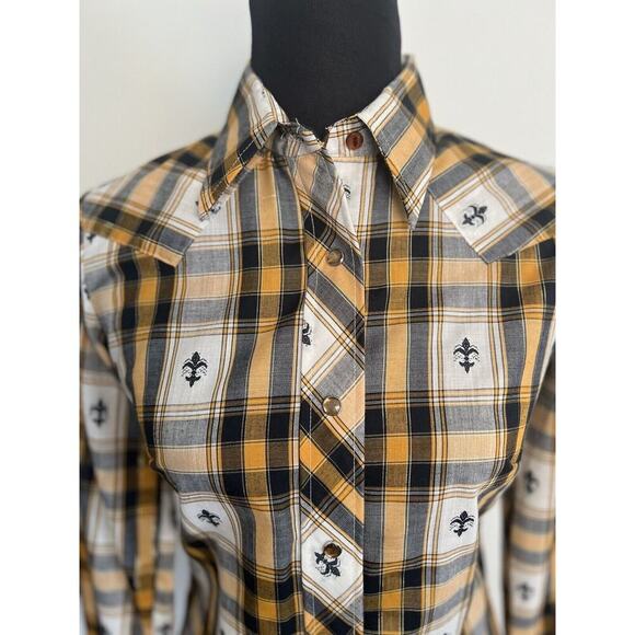 Vintage Miller Women’s Sz 9/10(*XS) Western Plaid  Embroidered Pearl Snap Shirt - Picture 4 of 10